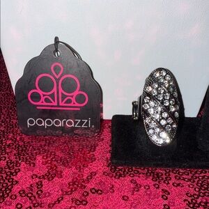 Paparazzi Dazzling Silver and Black Ring
